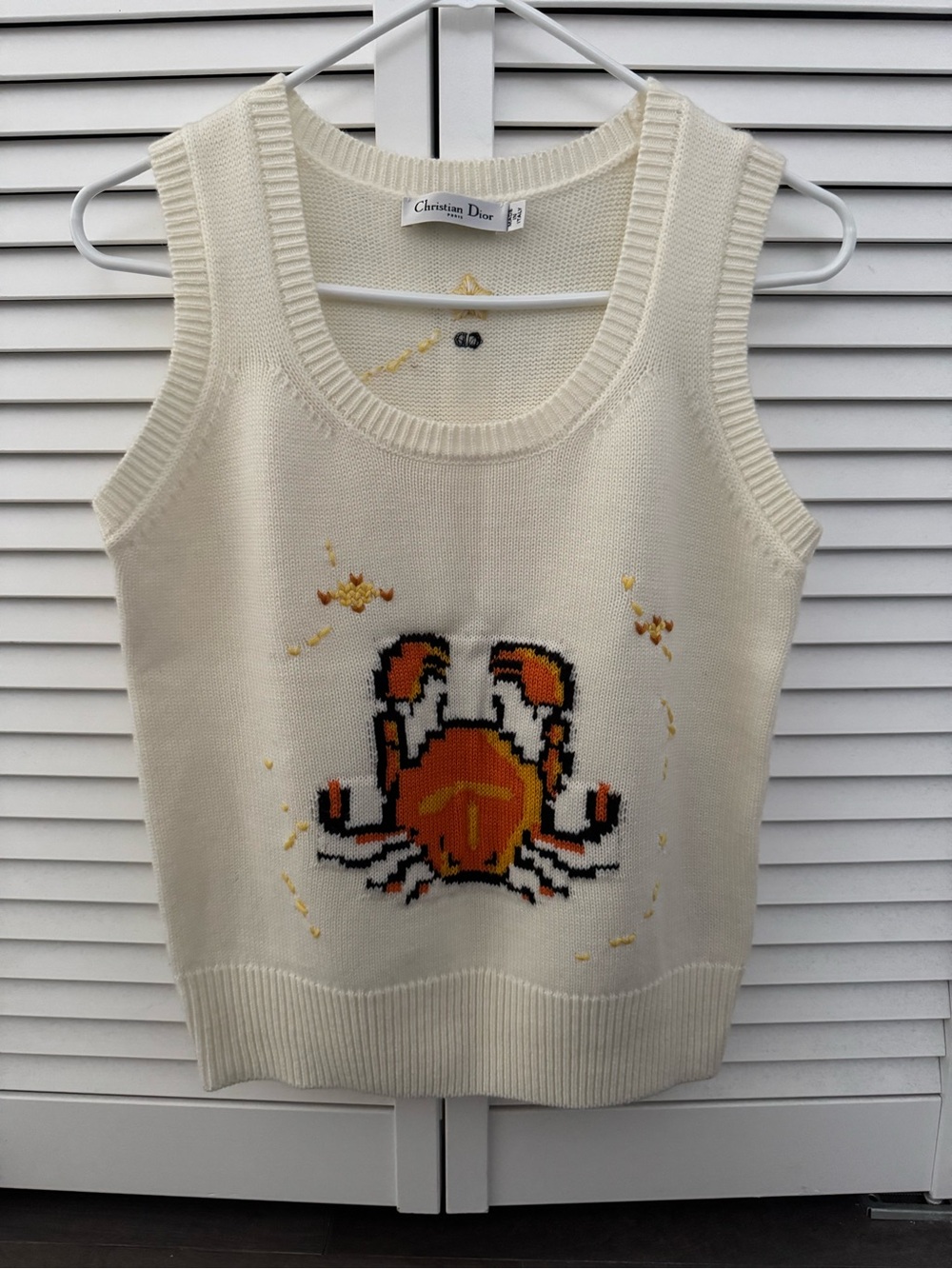 Dior Cream Cancer Zodiac Crab Jacquard Knit Vest